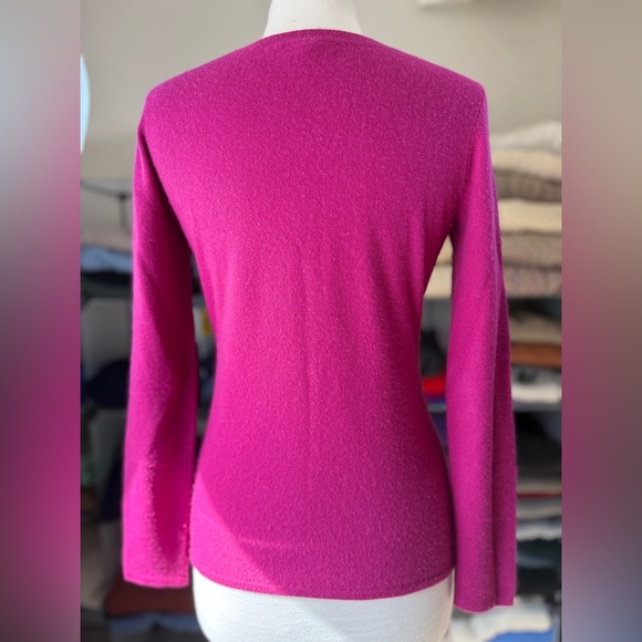 Saks Fuchsia V-Neck Cashmere, M - Picture 5 of 12